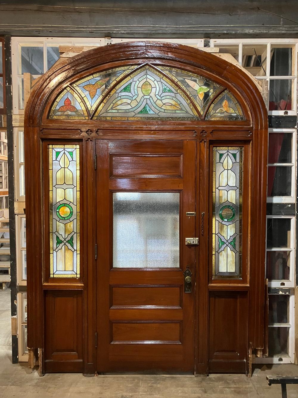 Stained Glass Arched Door Unit