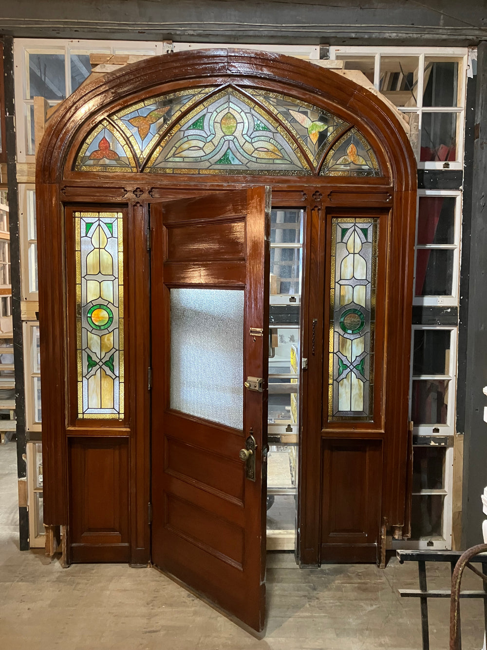 Stained Glass Arched Door Unit